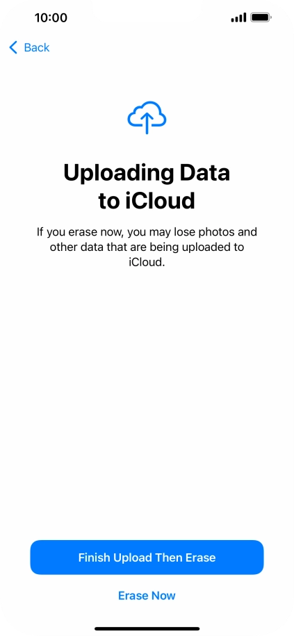 Press the required setting.