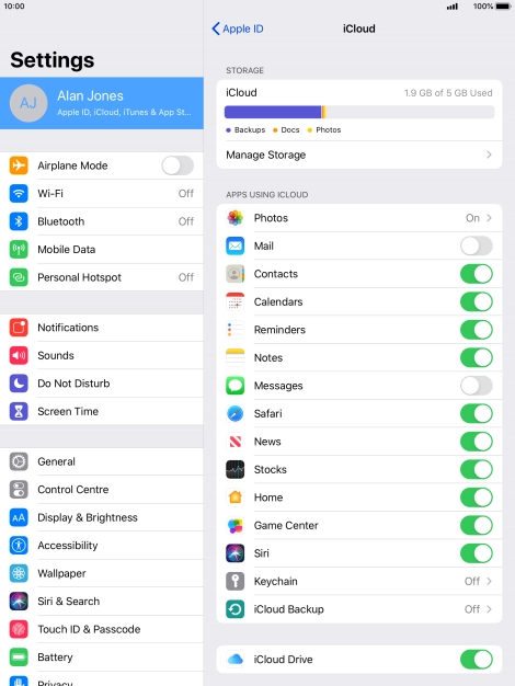 Press the indicator next to 