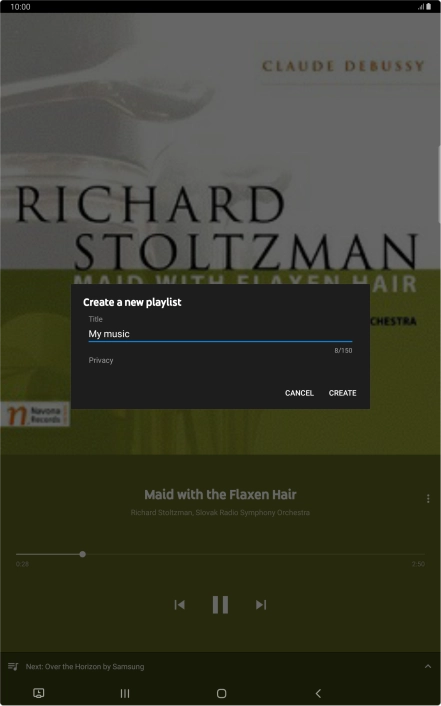 Key in a name for the playlist and press CREATE.