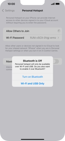If Wi-Fi is turned on, press Wi-Fi and USB Only.
