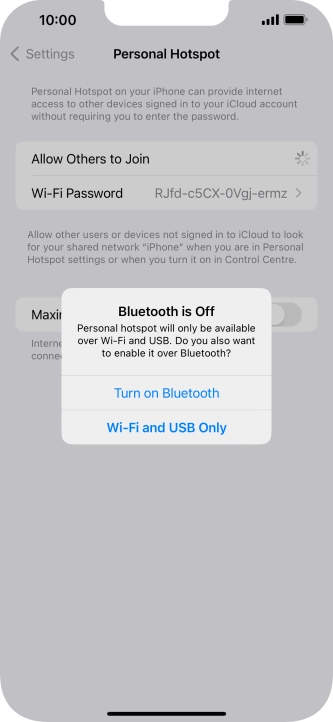 If Wi-Fi is turned on, press Wi-Fi and USB Only.