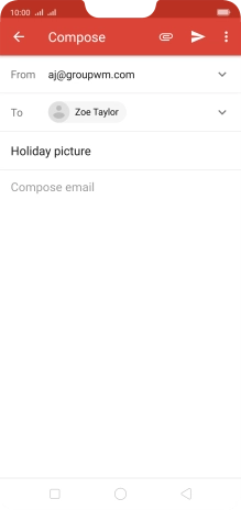 Press the text input field and write the text for your email message.