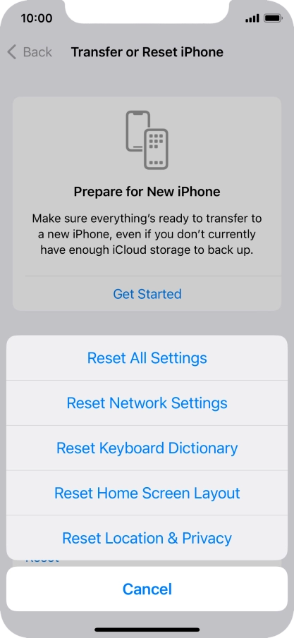 Press Reset All Settings.