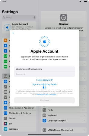 Press Password and key in the password for your Apple ID.
