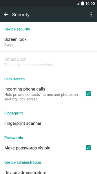 Press Fingerprint scanner. If you haven't previously selected a phone lock code, key in a code of your own choice twice.