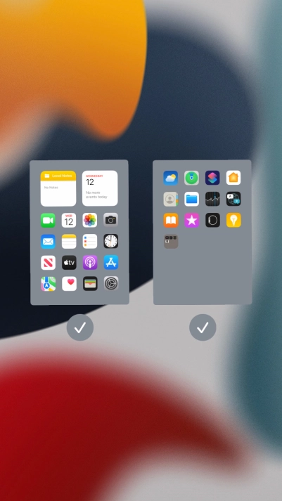 Press the fields below the required home screens to select or deselect them.