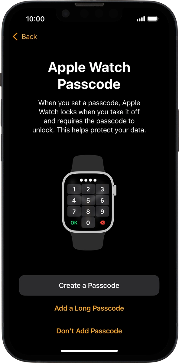 On your phone: Follow the instructions on the screen to turn on use of phone lock code or press Don't Add Passcode.
