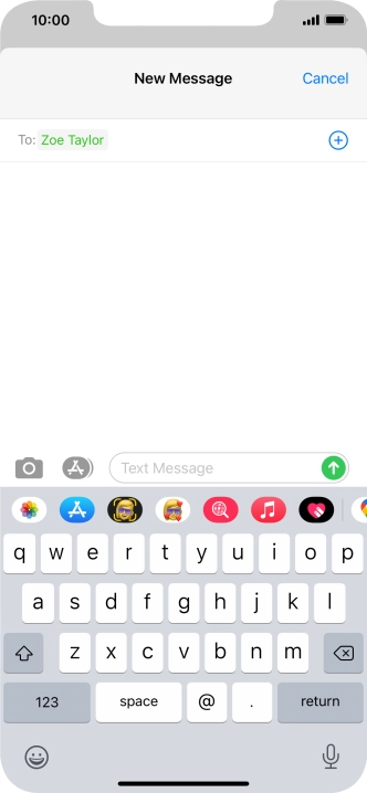 Press the text input field and write the text for your picture message.