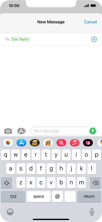 Press the text input field and write the text for your picture message.