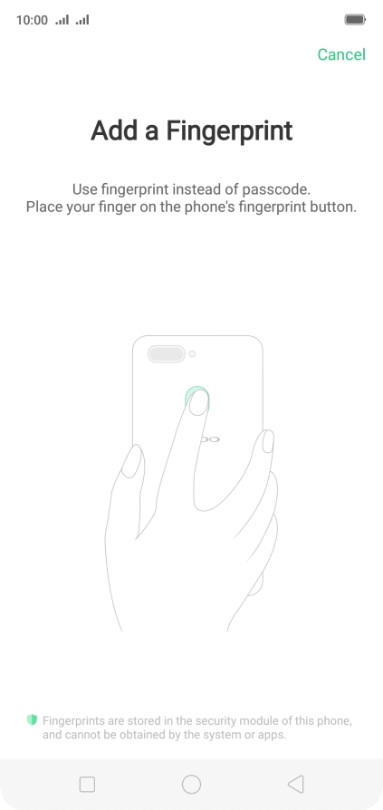 Follow the instructions on the screen to create the phone lock code using your fingerprint.