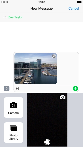 Press the send icon when you've finished your picture message.