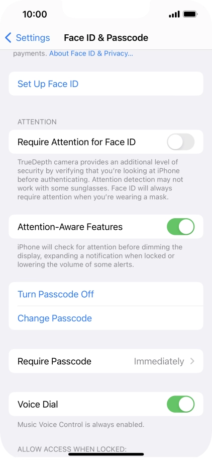 Press Turn Passcode Off and key in the phone lock code.