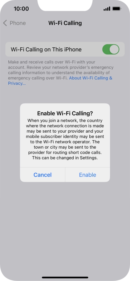 If you turn on the function, press Enable.