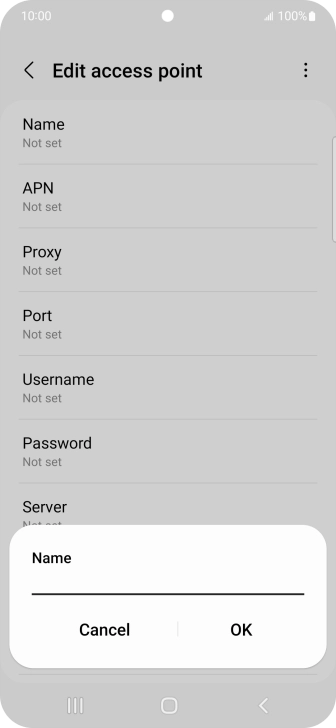 Key in Vodafone Internet and press OK.
