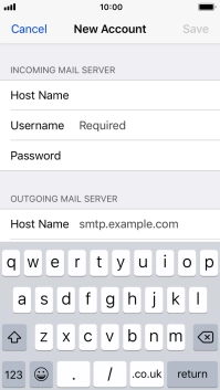 Press Username and key in the username for your email account.