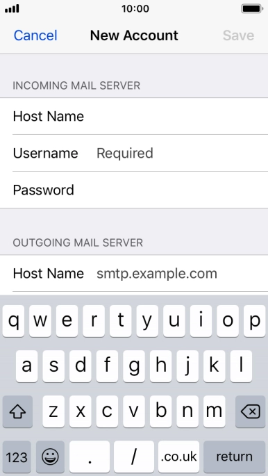 Press Username and key in the username for your email account.