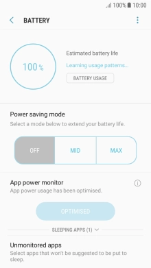 Press the required setting.