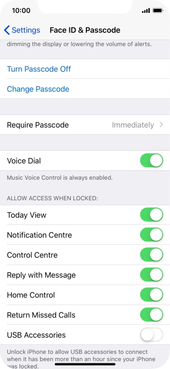 Press Turn Passcode Off and key in the phone lock code.