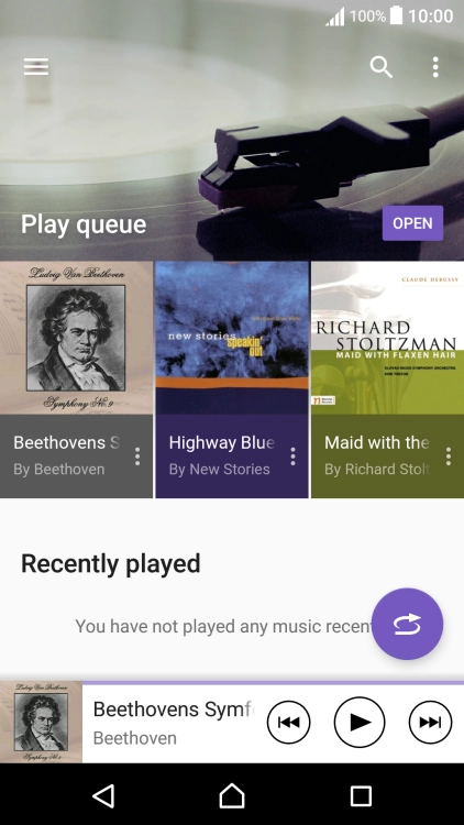 Slide your finger right starting from the left side of the screen.