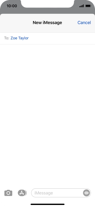 If the recipient can receive iMessages, iMessage is displayed in the text input field.