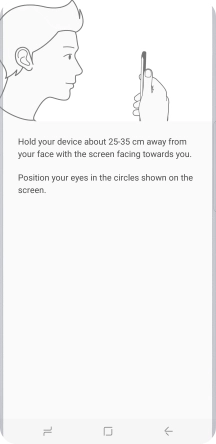 Follow the instructions on the screen to create the phone lock code using iris scanning.