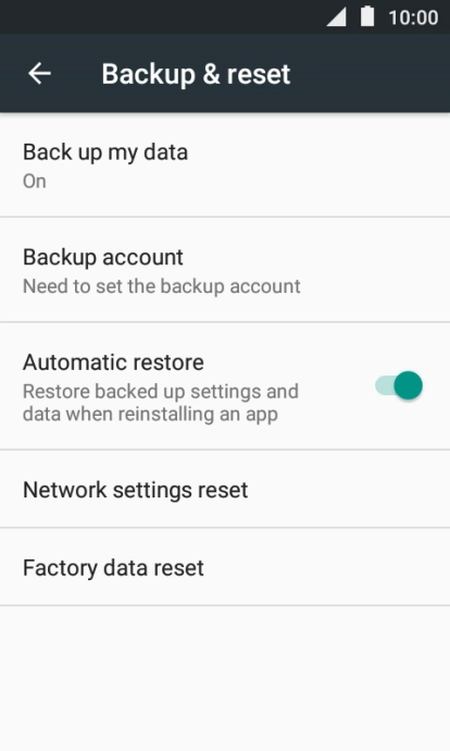 Press Factory data reset.