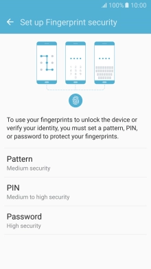 Press the required phone lock code and follow the instructions on the screen to create the selected phone lock code.