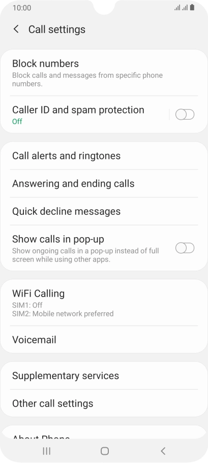 Press Supplementary services.