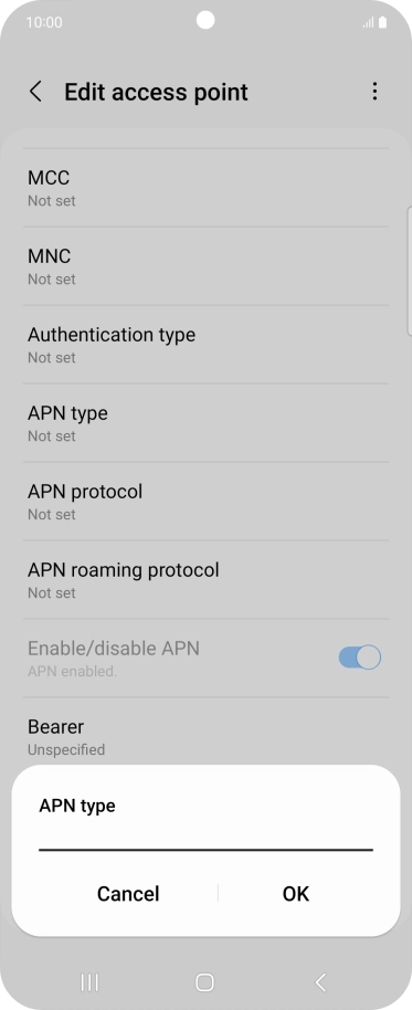 Key in default and press OK.