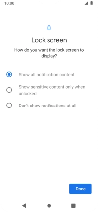 Press the required setting.