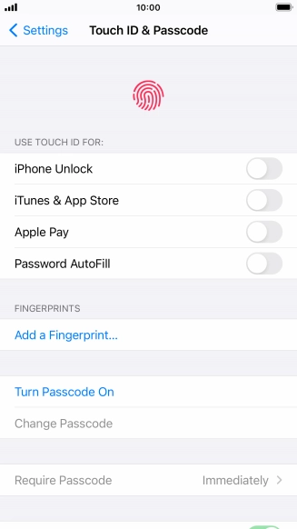 Press Turn Passcode On and key in a phone lock code of your own choice twice.