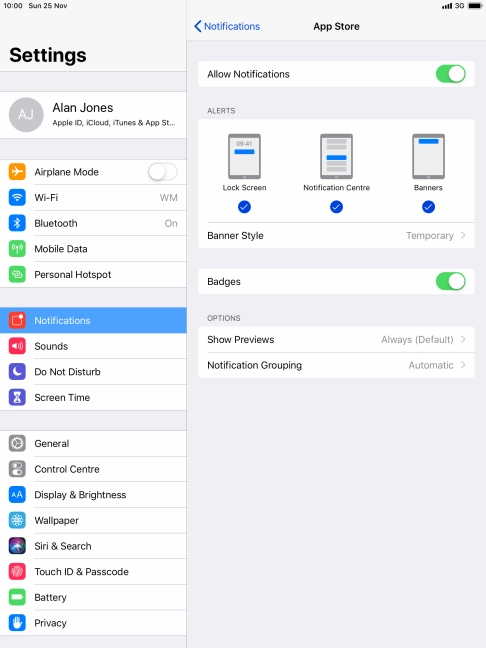Press the indicator next to 