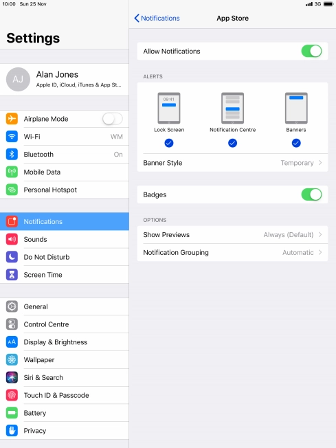Press the indicator next to 
