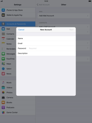 Press Password and key in the password for your email account.