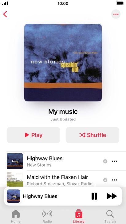 Press the song title.