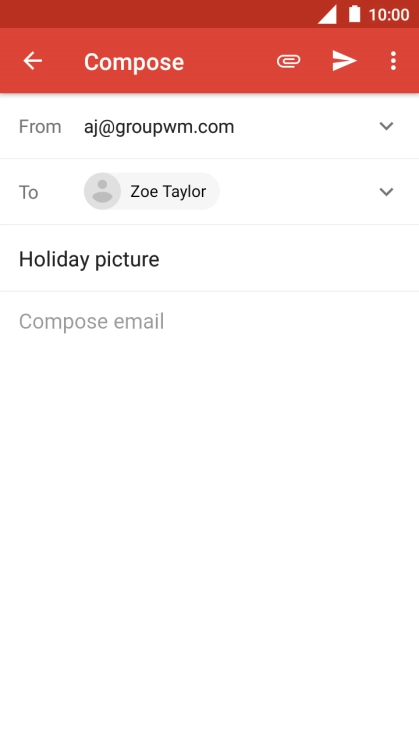 Press the text input field and write the text for your email message.
