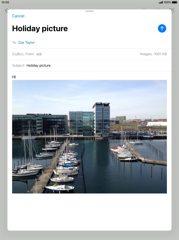 Press the send icon when you've finished your email message.
