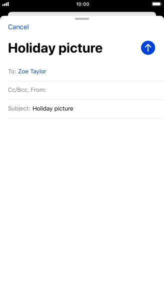 Press the text input field and write the text for your email message.