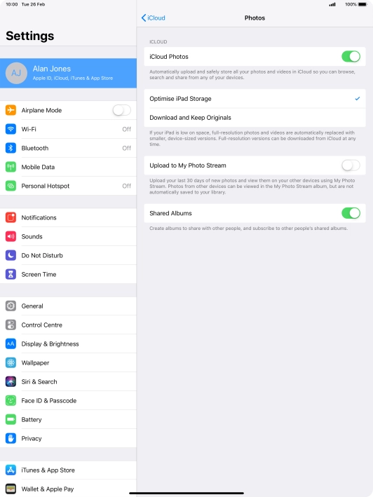 Press the indicator next to 
