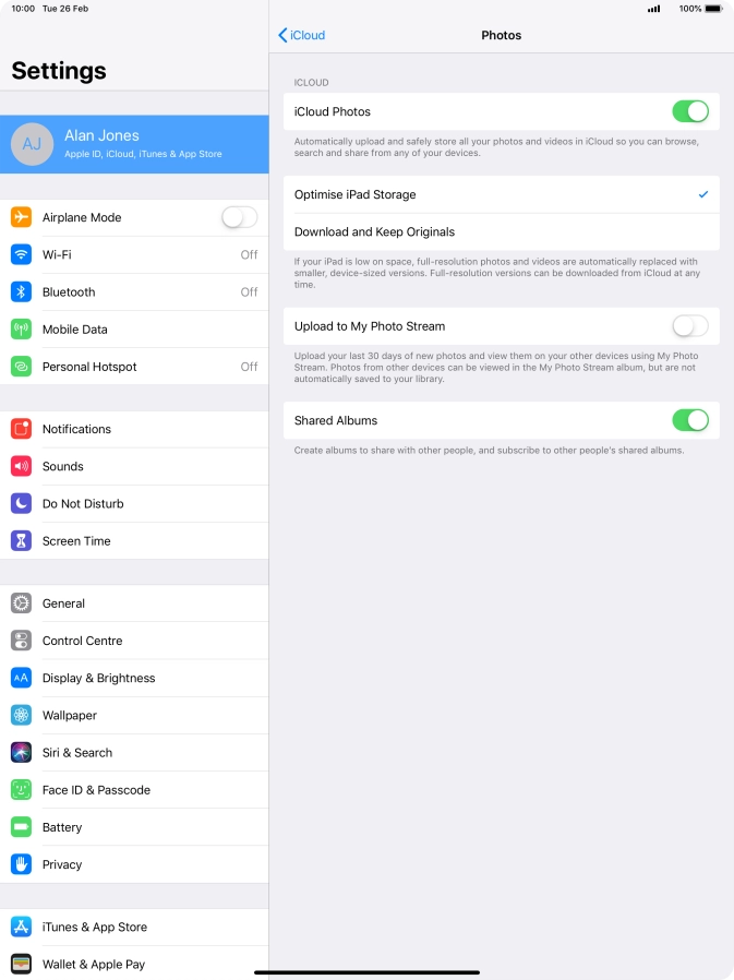 Press the indicator next to 