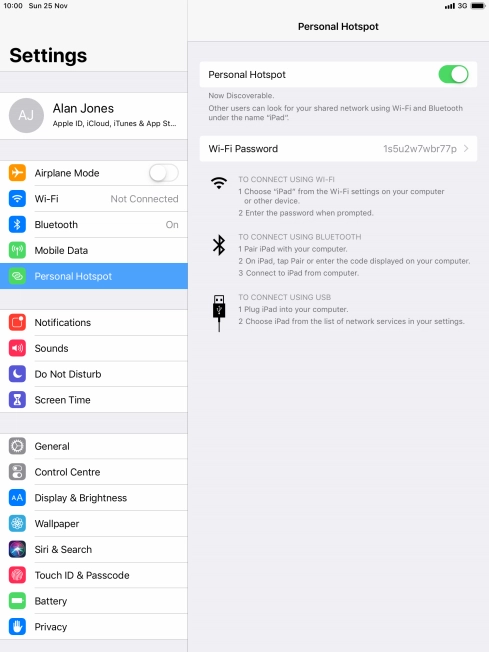 Press Wi-Fi Password and key in the required password.