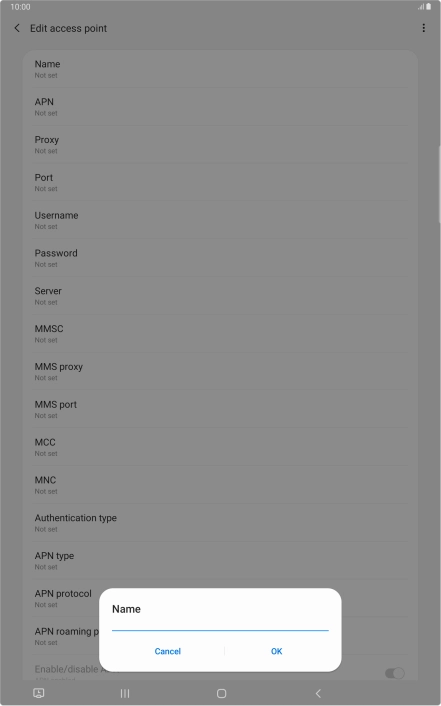 Key in Vodafone Internet and press OK.