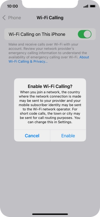 If you turn on the function, press Enable.
