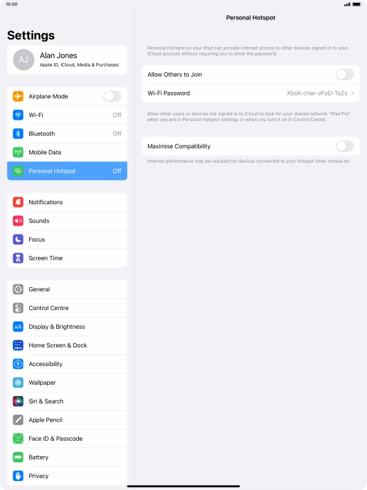 Press Wi-Fi Password and key in the required password.