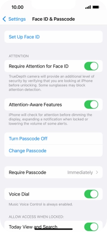 Press Turn Passcode Off and key in the phone lock code.