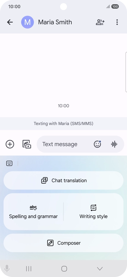 To generate a text, press Composer and follow the instructions on the screen to use the function.