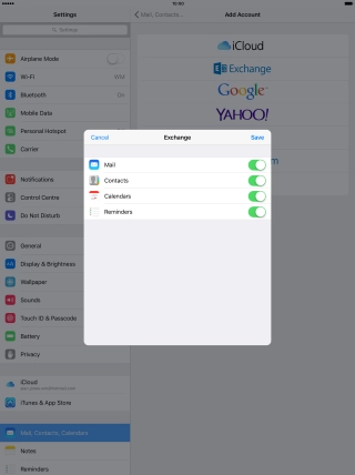 If this screen is displayed, you email account has been recognised and set up automatically. Follow the instructions on the screen to key in more information and finish setting up your tablet.