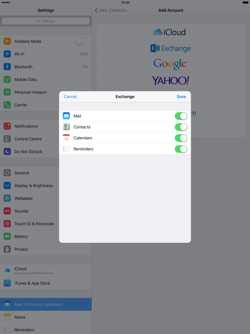 If this screen is displayed, you email account has been recognised and set up automatically. Follow the instructions on the screen to key in more information and finish setting up your tablet.