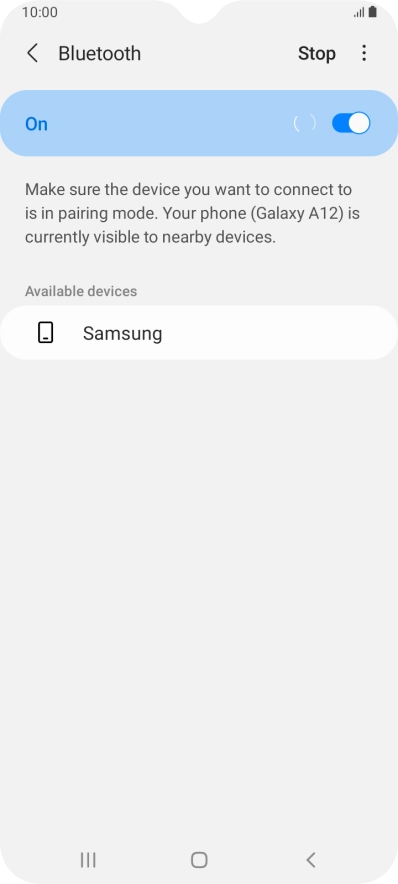 Press the required Bluetooth device and follow the instructions on the screen to pair the device with your phone.
