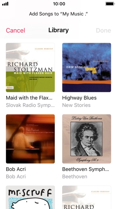 Go to the required category and press the required audio file.